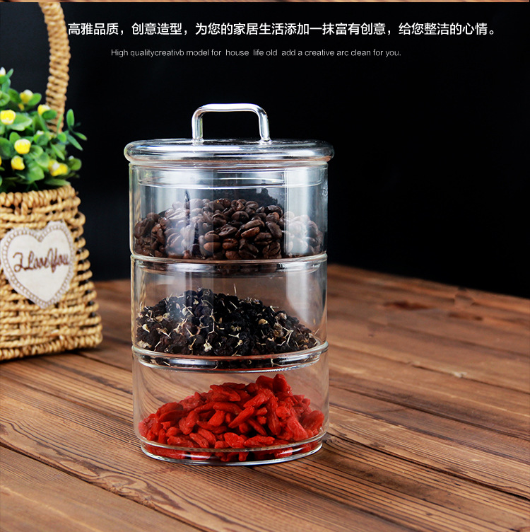 New glass bowl, fruit and vegetable salad bowl, home snack storage jar, multi-layer sealed storage jar, salad bowl pic 9