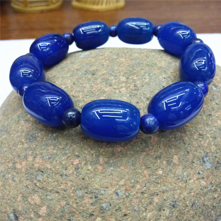 The new popular jewelry, natural blue agate bucket bead bracelet, DIY drum bead and natural stone bracelet, is selling well pic 4