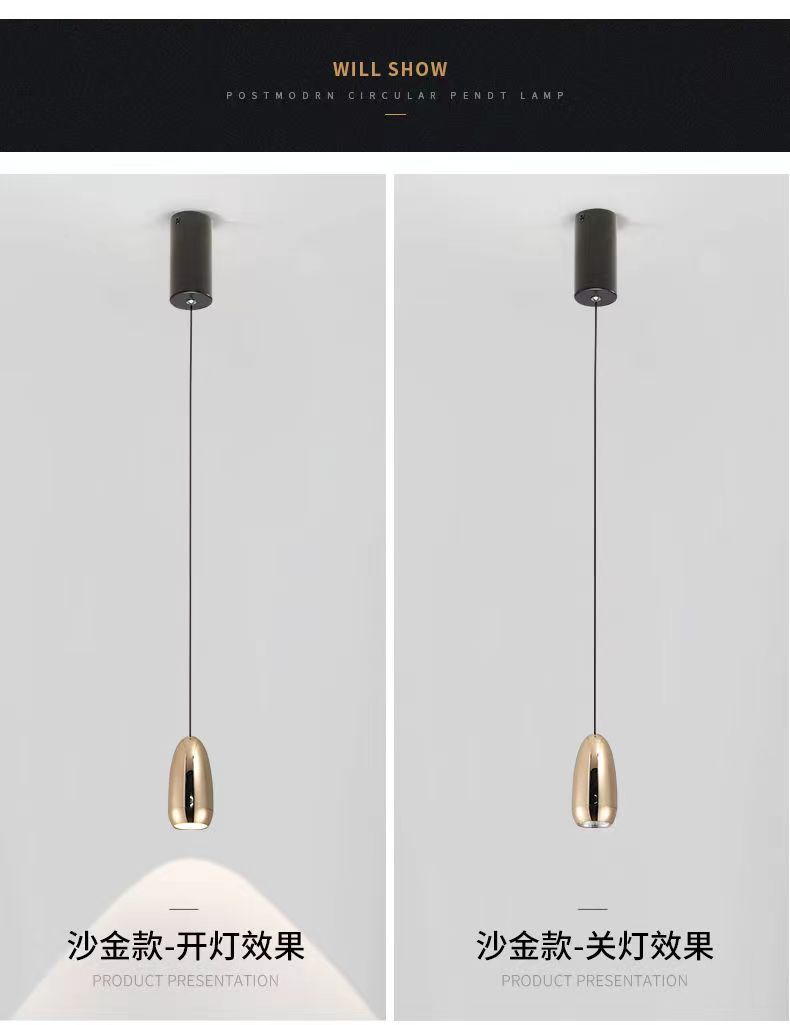 Colgante postmoderno ajuste de cabeza única luz y sombra pequeña lámpara colgante dormitorio nórdico estudio elevación de cabeza de cama comedor bar pic 4