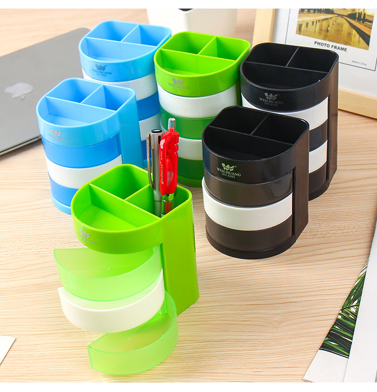 Wholesale of multi-functional pen holders, multi-layer circular plastic office desktop ornaments, fashionable and simple large-capacity storage boxes pic 31