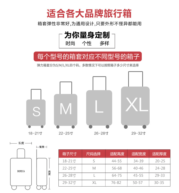 Factory direct sales of thickened and wear-resistant suitcase covers, strong printed elastic and wear-resistant luggage covers, one-piece consignment pic 19