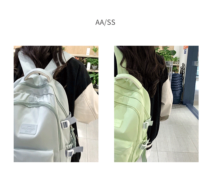 纯色休闲双肩包小学生女初高中书包简约时尚百搭大容量大学生背包详情3