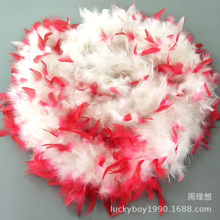 Factory wholesale Turkey feather strips, ball, festival, wedding mixed color feather scarves, seven-color firepiece wool strips pic 24