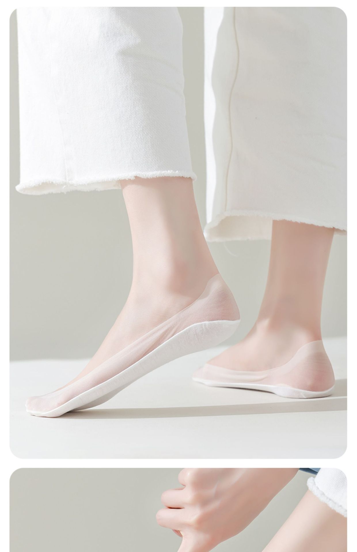 隐形袜女夏季超薄冰丝透气硅胶防滑浅口袜彩虹渐变色抗菌透气船袜详情16