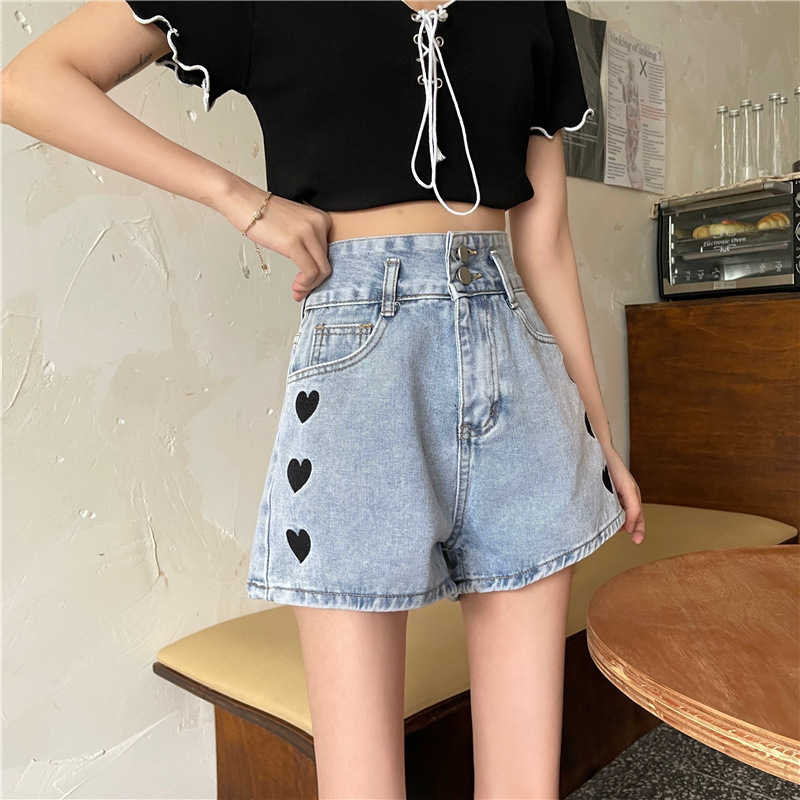Heart-shaped jeans for women, straight-leg loose, spring and autumn 2021 new style, casual high-waisted shorts with a design sense for petite women pic 3