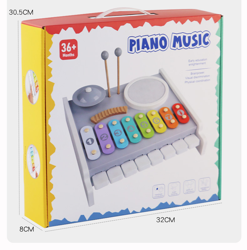CPCCE木制钢琴架子鼓多功能五合一敲打音乐玩具早教益智儿童玩具详情16