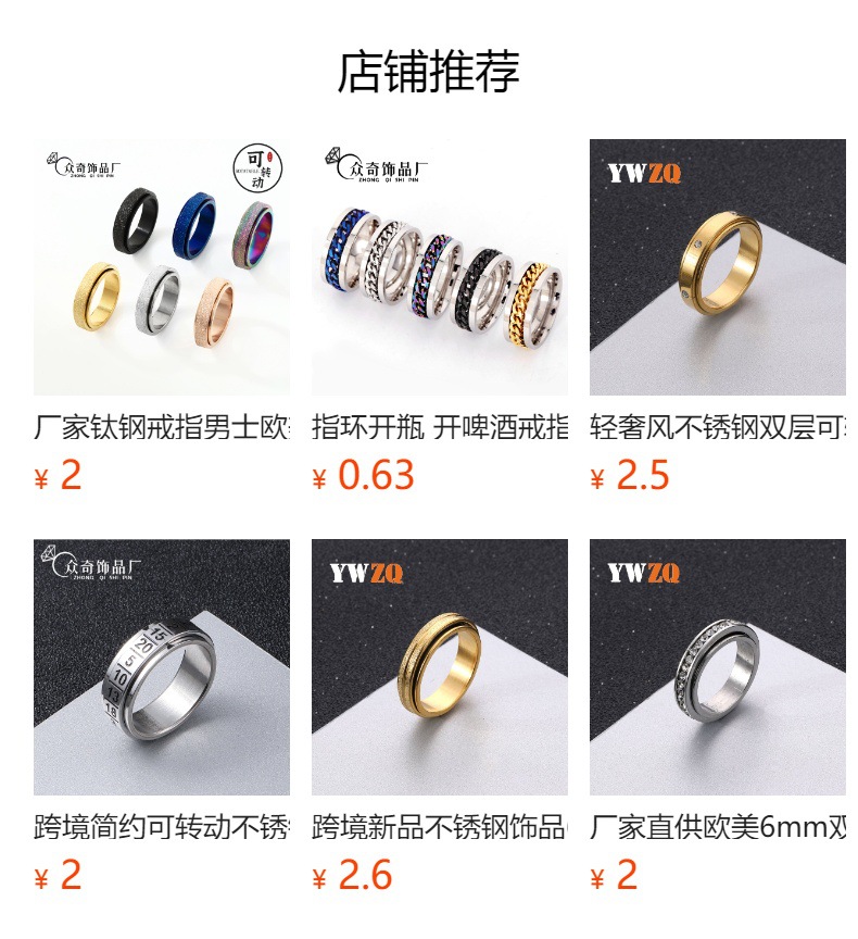 欧美货源星星月亮钛钢戒指可转动解压男女戒指不锈钢饰品配饰批发详情8