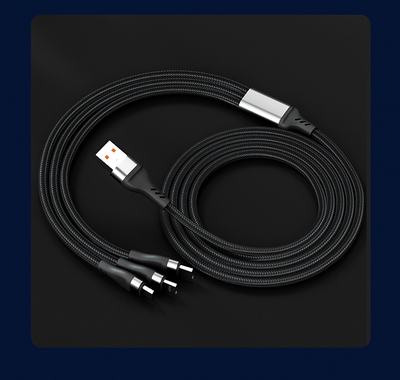 100W Platinum Fishing Net braided one drag three, suitable for Android, Huawei and Apple three-in-one 6A fast charging data cable pic 18