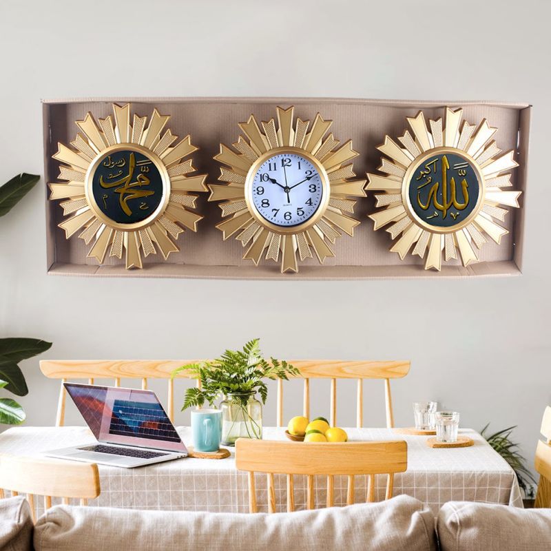 European, American and Arabic gilded living room wall clock, household watch, sofa background wall clock, modern and simple wall clock, three-in-one wall clock pic 15