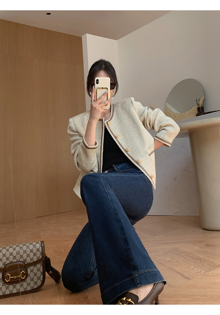 French-style elegant ladylike chanel-style woolen coat for women, a high-end look for autumn and winter, a short, retro and versatile top for petite women pic 14