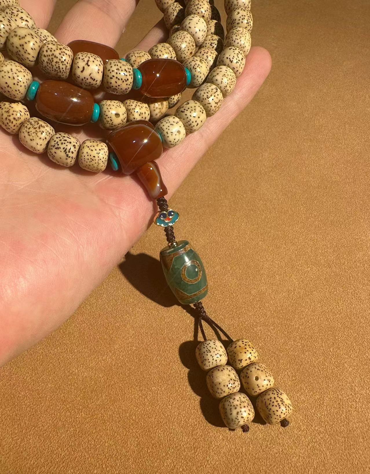 原生态星月菩提佛珠手串 星月菩提108颗佛珠海南黄金籽菩提念珠多圈手串玛瑙天珠文玩批发详情21