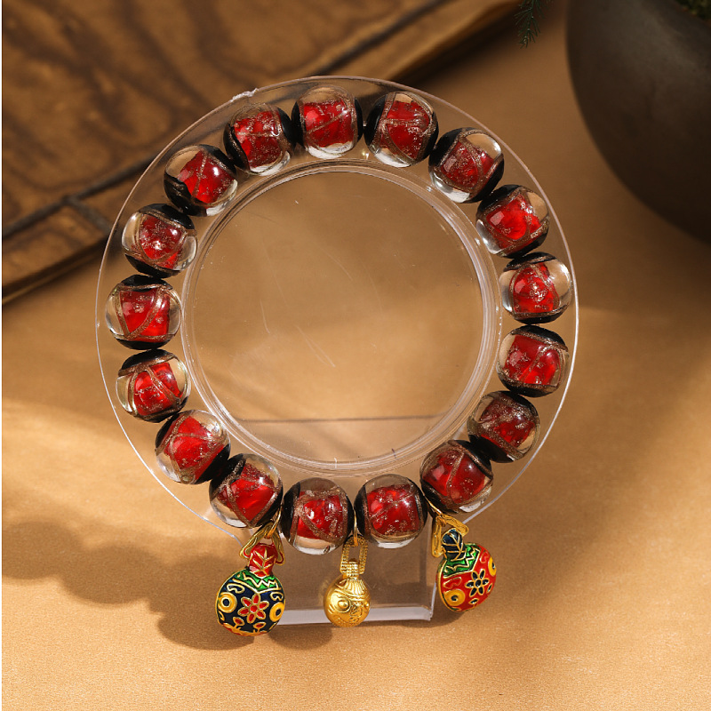 香灰琉璃手串手链朱砂老秦款五彩吞金兽景区寺庙摆摊文玩饰品批发详情11