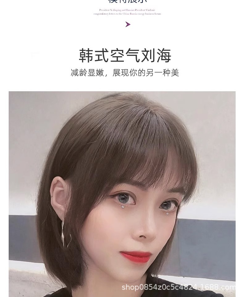 Wig for women, long straight hair, full head cover style, real hair strands, real hair, collarbone, full real, natural, round face, wavy, in stock pic 15