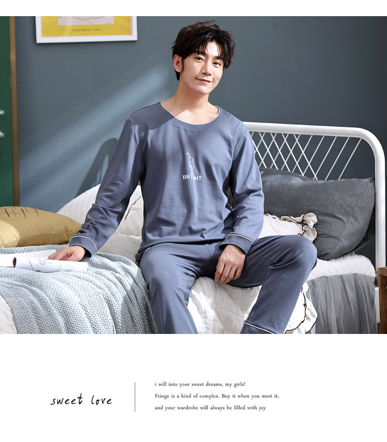 品牌情侣睡衣女长袖纯棉冬季新款韩版男士大码秋冬全棉家居服套装详情49