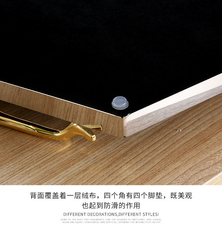 Nordic light luxury style creative glass fruit plate, home tea tray, storage tray, living room decoration plate, display plate with copper handle pic 5