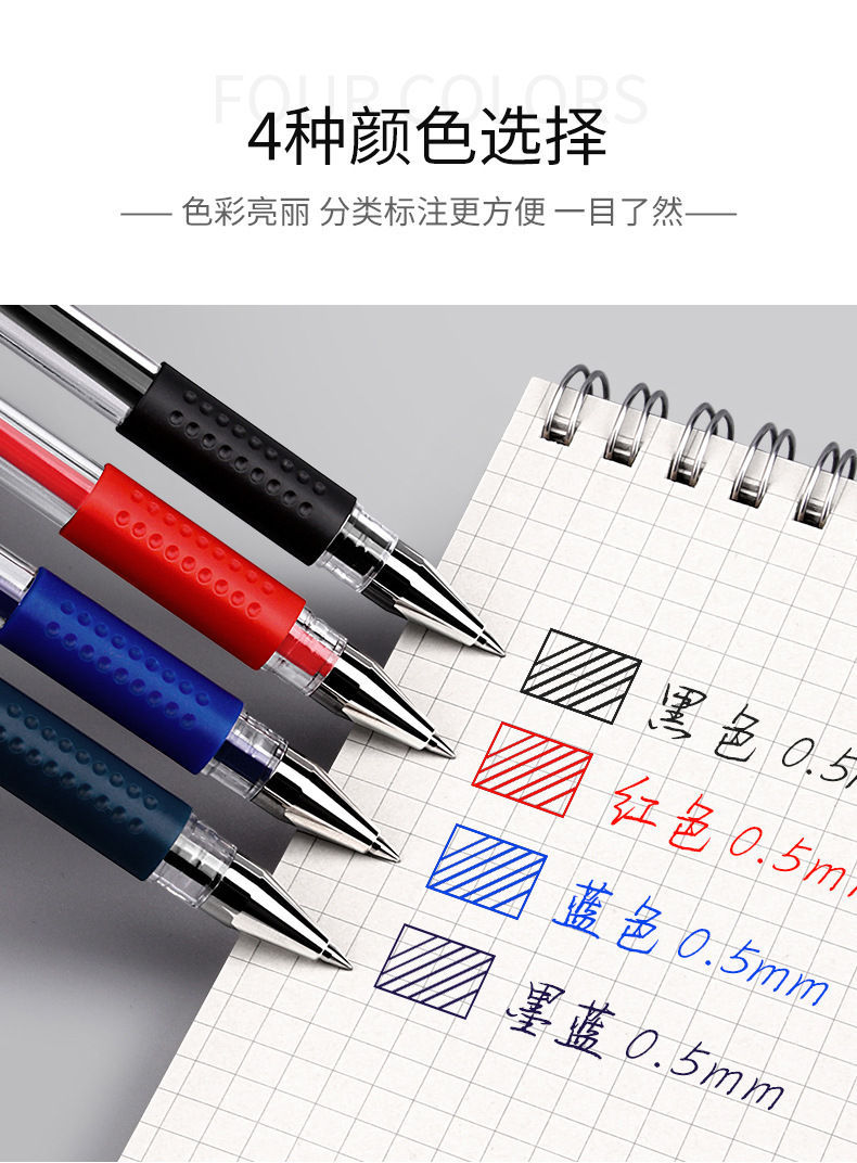 Wholesale of durable office signature pens in boxes, blue, red and black ballpoint pens, student supplies, 0.5mm bullet gel pens pic 7