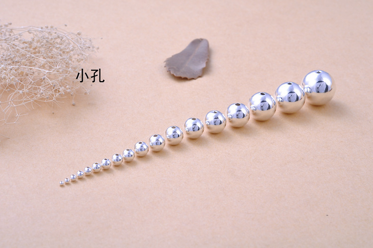 DIY positioning beads, positioning beads, silver beads, loose beads, round beads and smooth beads accessories of 925 sterling silver handmade bracelet rope pic 10