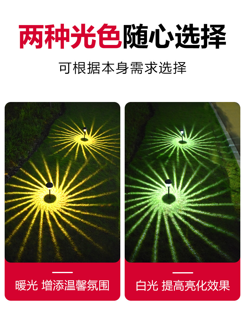 Solar-powered ground plug-in lawn lights, courtyard lighting, LED waterproof grass garden, villa yard, home landscape lights pic 6
