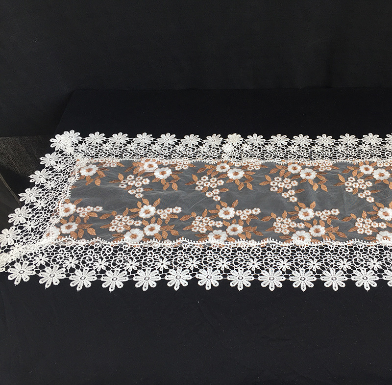 Golden Green Leaf Modern, simple, fashionable, creative, elegant and high-end, milk silk, gold and silver thread embroidered tablecloths, rectangular embroidered tablecloths and cover cloths factory direct sales pic 1