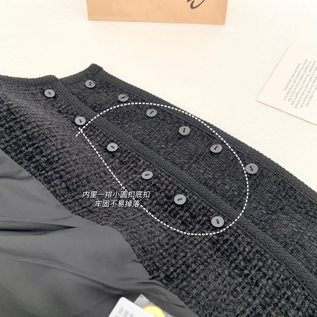 同款~黑色小香风短外套女23秋冬新款粗花呢六扣双口袋详情8