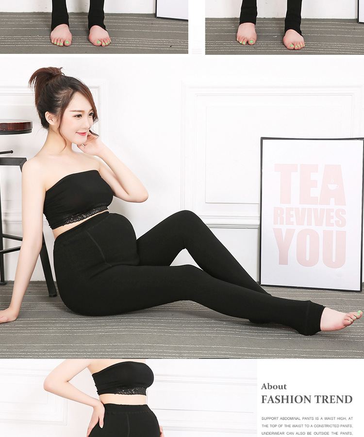 630g plus-size maternity pants for autumn and winter, with fleece and thickened warmth, one-piece cotton pantyhose, adjustable belly support, leggings pic 10