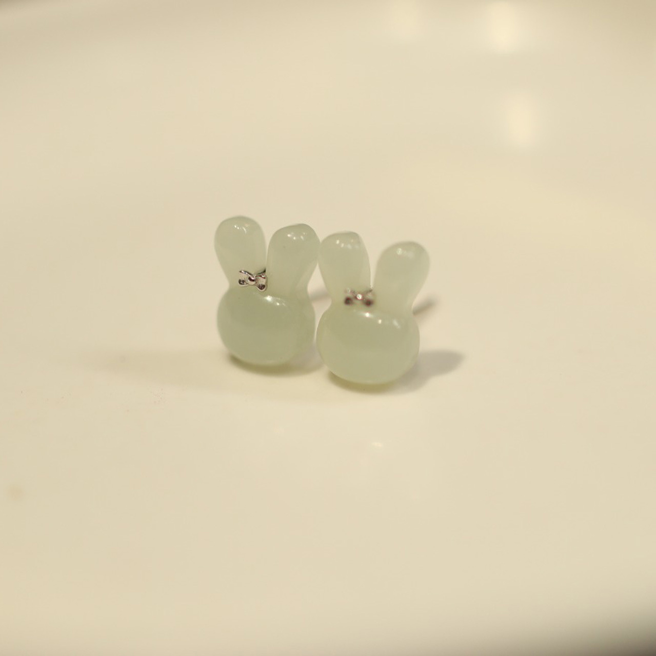 Natural Hetian jade rabbit earrings, a niche design for women, 925 silver ear rings, a high-end and elegant ear accessory for your girlfriend pic 5