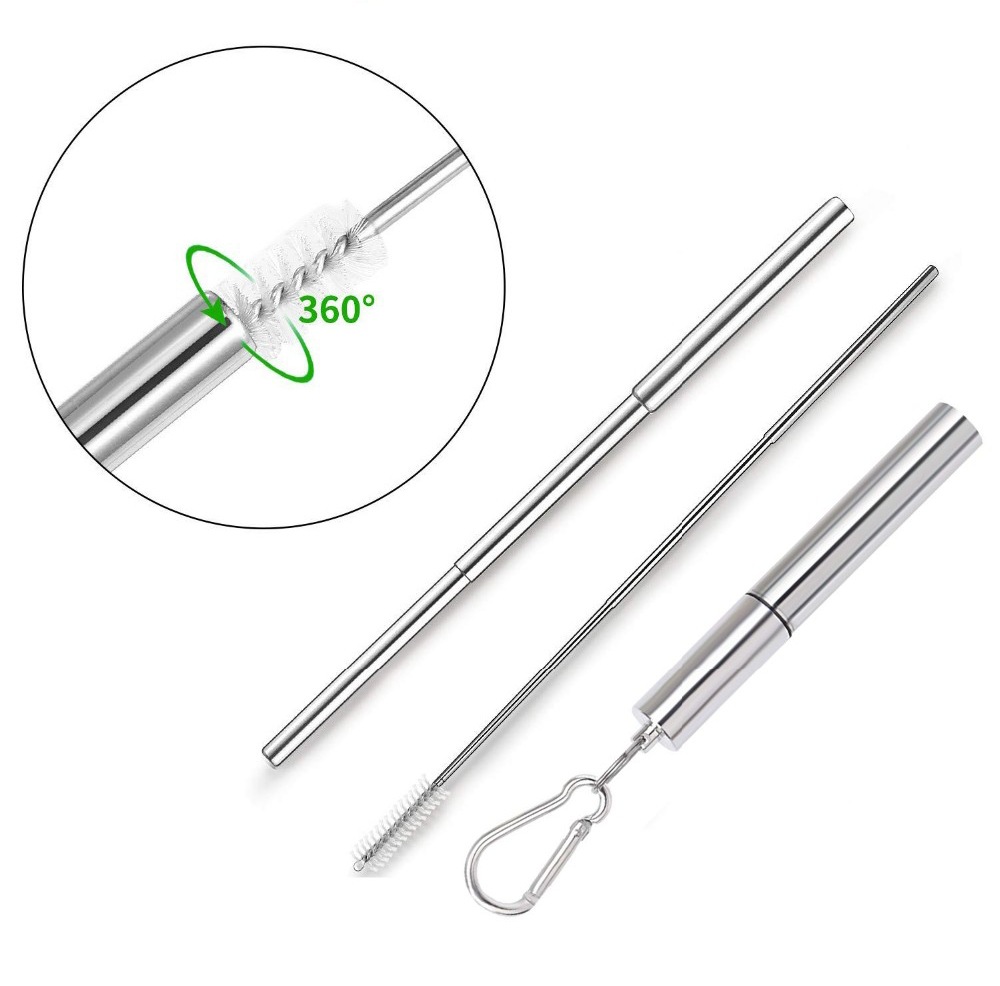 collapsible stainless steel straw Amazon Bestseller Collapsible straw Portable pack Portable easy to clean reusable stainless steel pic 5