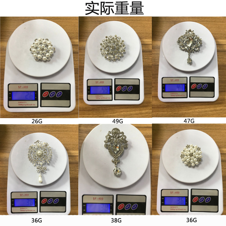 亚马逊跨境时尚珍珠胸针女合金电镀胸花手捧花服饰配件六件套胸针详情3