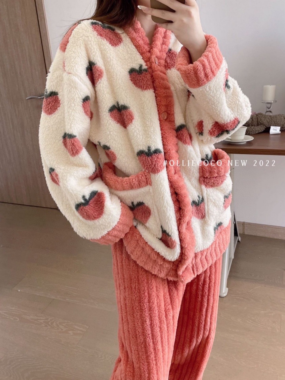 秋冬款加厚暖暖水蜜桃家居服大板乌龙桃睡袍女性保暖睡衣套装批发详情15