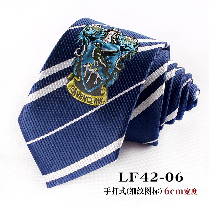 哈利波特领带格兰芬多斯莱特林拉文克劳赫奇帕奇学院条纹徽章领带详情15