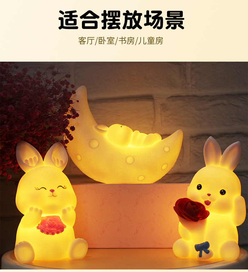 创意卡通可爱兔子小夜灯儿童卧室床头夜用台灯夜市地摊灯饰批发详情20