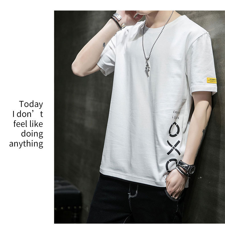 Short-sleeved T-shirt for men, Korean style, summer loose cotton T-shirt, cross-border new style, student bottom layer, half-sleeved shirt pic 33