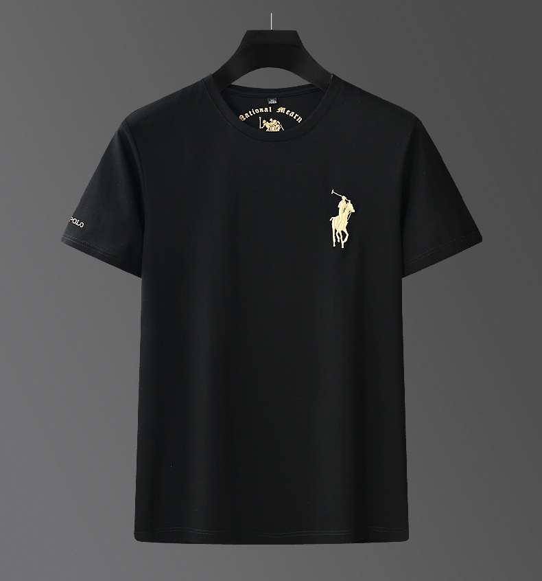 Runengboro verano 2024 nuevo estilo joven hombre camiseta cuello redondo manga corta jade seda bordado tendencia joven hombre camiseta pic 18