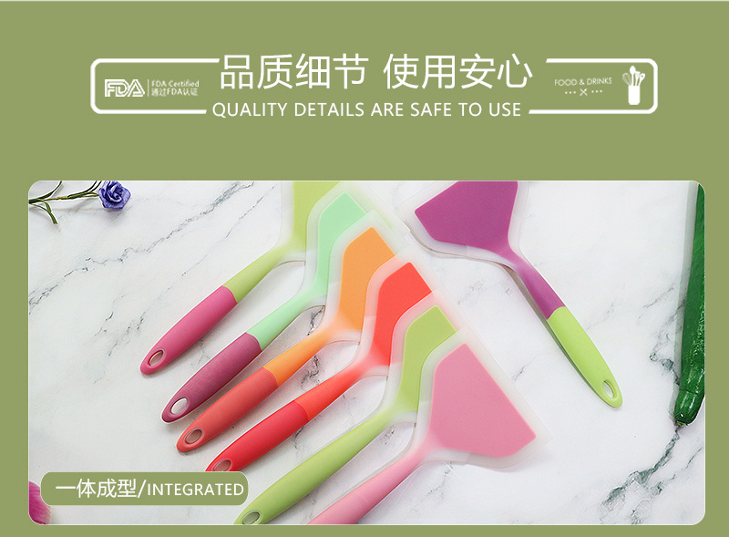 Tamagoyaki silicone spatula, non-stick pan, silicone spatula, double-color handle flat pan, tamagoyaki spatula in stock for wholesale pic 24