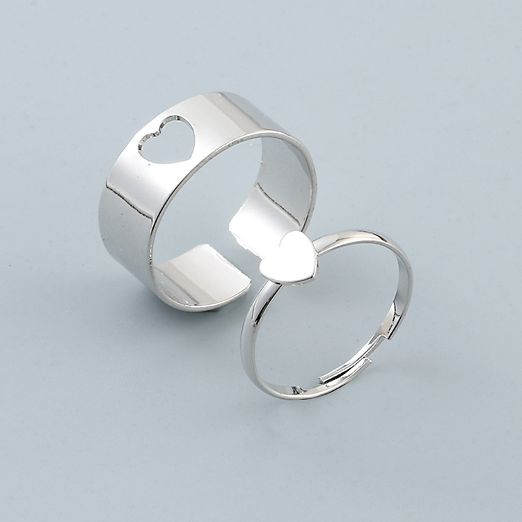 European and American cross-border butterfly heart rings, creative hollowed-out InS-style rings, personalized punk-style couple rings and couple rings pic 6