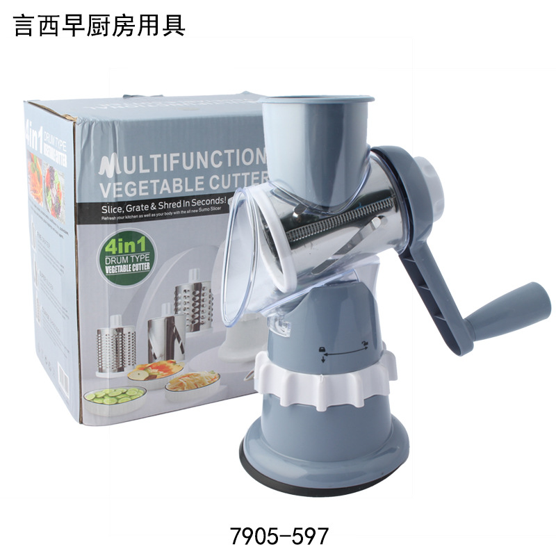 Cross-border drum vegetable slicer, multi-functional household kitchen shredder, potato shreds slicer, grater and grater pic 2
