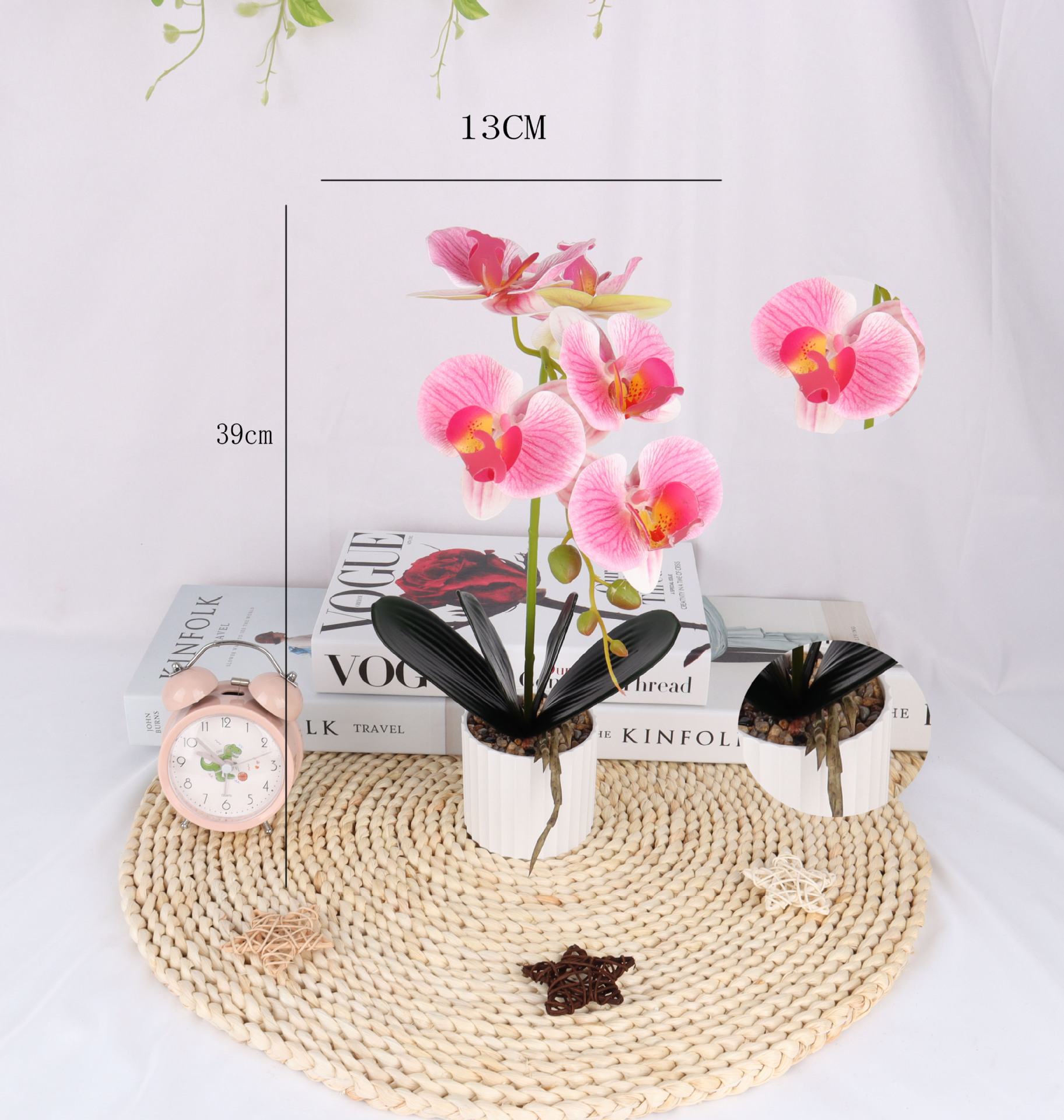 5-head artificial Phalaenopsis potted plants/artificial flower bonsai/artificial flower creative indoor small ornaments/Amazon manufacturer pic 2