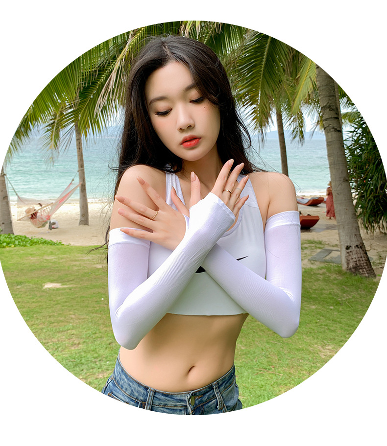 批发冰丝袖防晒袖套夏天男女士手套休闲旅游登山钓鱼健身打球冰袖详情11
