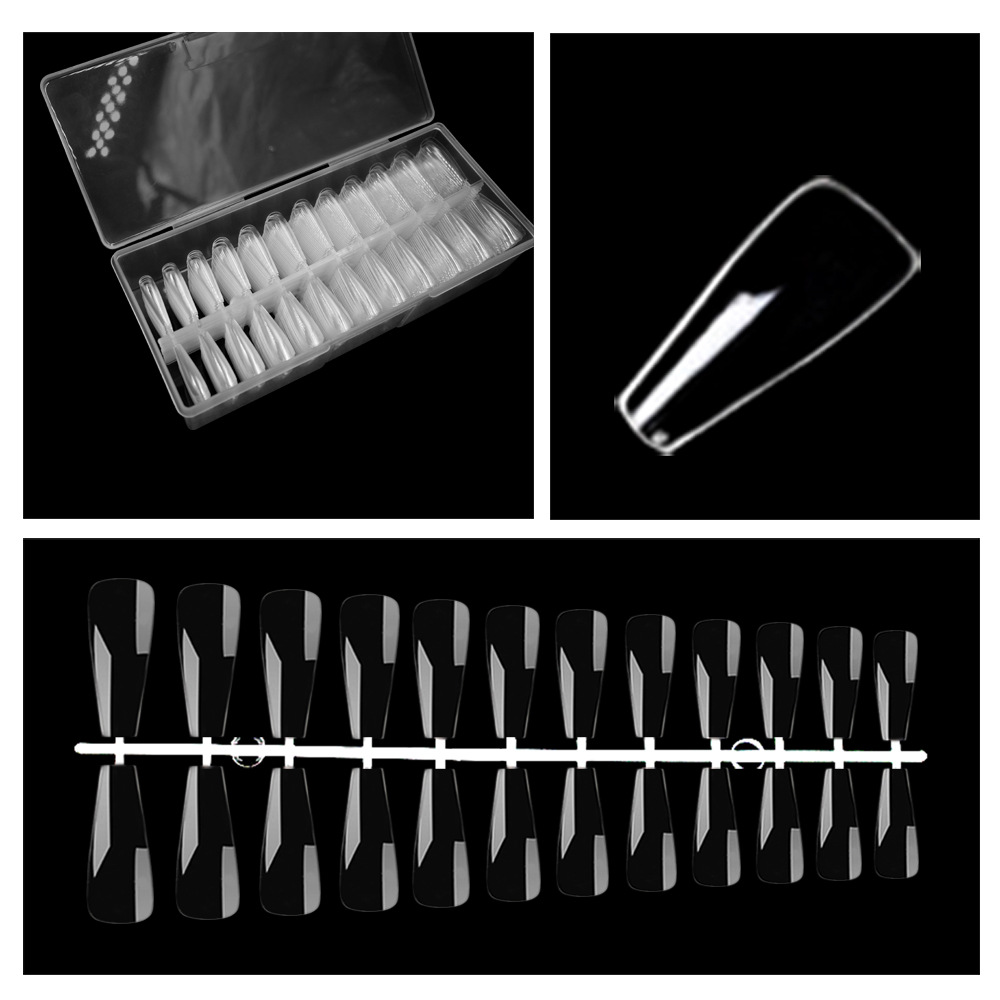 Thin, seamless nail sheets, high-transparency folded, seamless false nails, pointed ballet nails, almond nails, European and American style pic 17