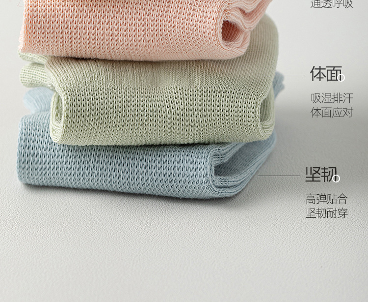 袜子春夏吸汗女士纯棉船袜薄款浅口纯色网眼透气短筒袜抗起球袜子详情8