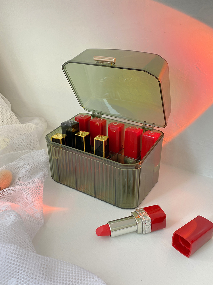 跨境好物梳妆台带盖轻奢高颜值通明口红收纳盒首饰整理箱厂家直销详情13