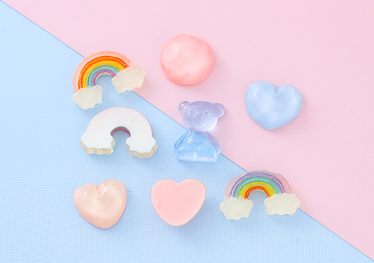 透明糖果色树脂立体小熊爱心彩虹DIY手机壳发夹手作饰品配件批货详情10