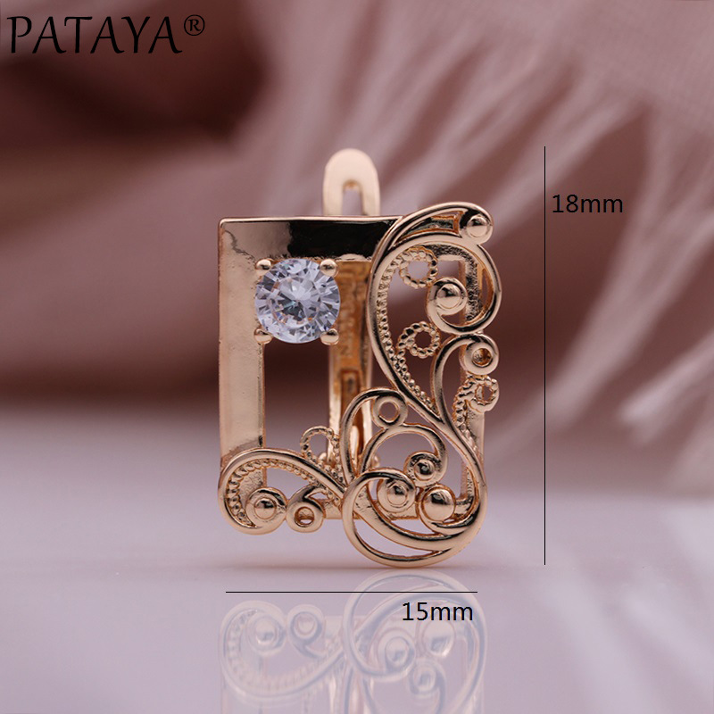 PATAYA585 rose gold real gold electroplated zircon earrings, cross-border direct supply AliExpress window personalized earrings pic 5