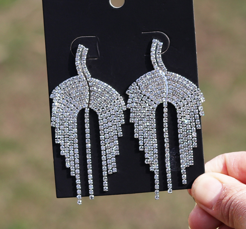 超闪爪链长款流苏耳环女欧美夸张几何形镶钻耳饰跨境货源环保饰品详情16