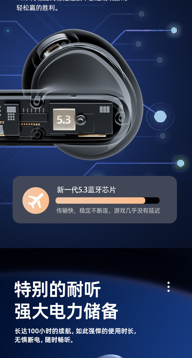 新款TWS-T8真无线蓝牙5.3耳机智能数显超长续航双耳运动蓝牙耳机详情5