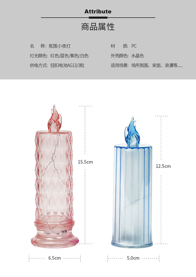 Wholesale transparent diamond-shaped LED electronic candle lights, birthday, wedding decoration, Christmas, Halloween projection atmosphere lights pic 4