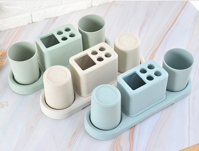 Wheat straw couple toiletries set, household toothbrush cup holder, student toothbrush and toothbrush holder, plastic mouthwash cup manufacturer pic 14