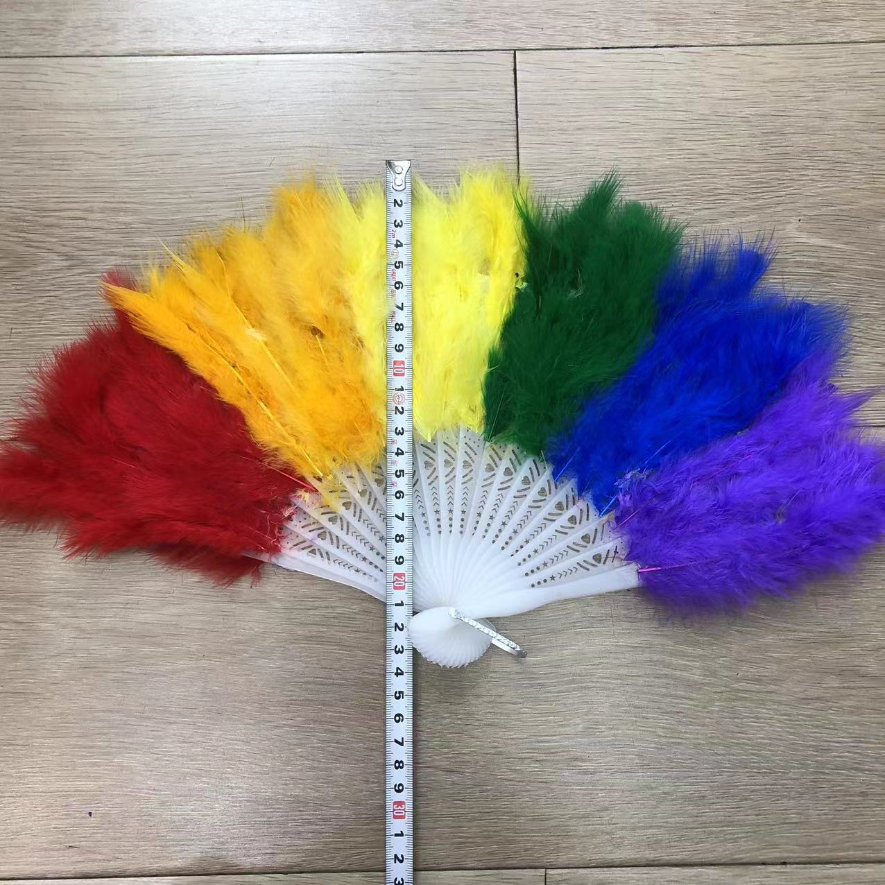 Wholesale of party feather fans, 21 pieces of colorful feather fans, performance stage, opera performance, square dance, fire chicken feather fans pic 33