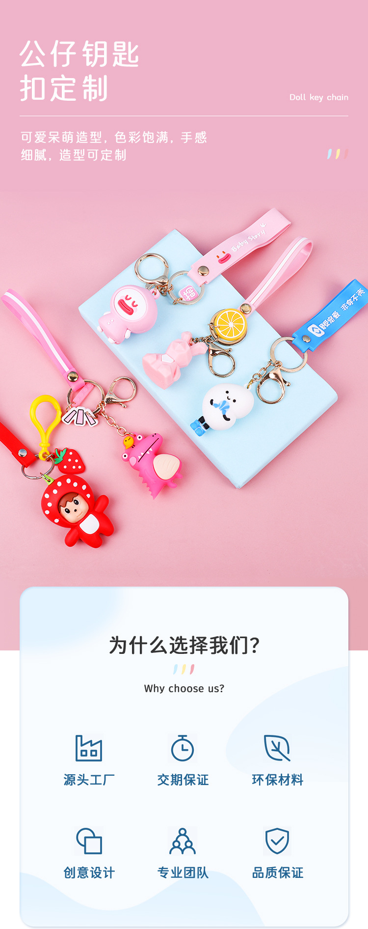 3d公仔钥匙扣 定制可爱卡通包包挂件 PVC公仔摆件 软胶钥匙扣定制详情1