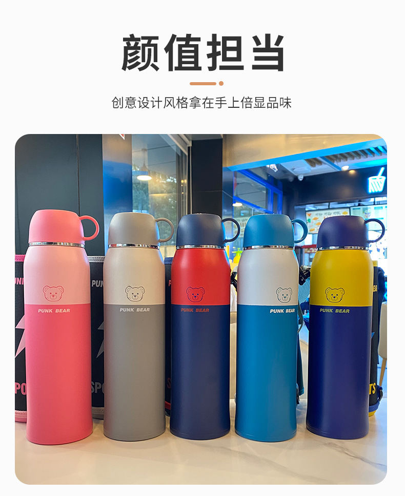 Punk Bear brand large-capacity 316 insulated flasks, 1L large water cups, portable outdoor water bottles, insulated cups wholesale pic 17